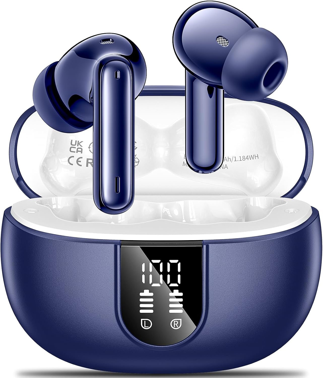 Aoslen Wireless Earbuds 2024 – Bluetooth 5.3 HiFi Stereo Headphones with ENC Noise Canceling Mic, 42H Playtime, LED Display, Pink In-Ear Earphones for Android & iOS